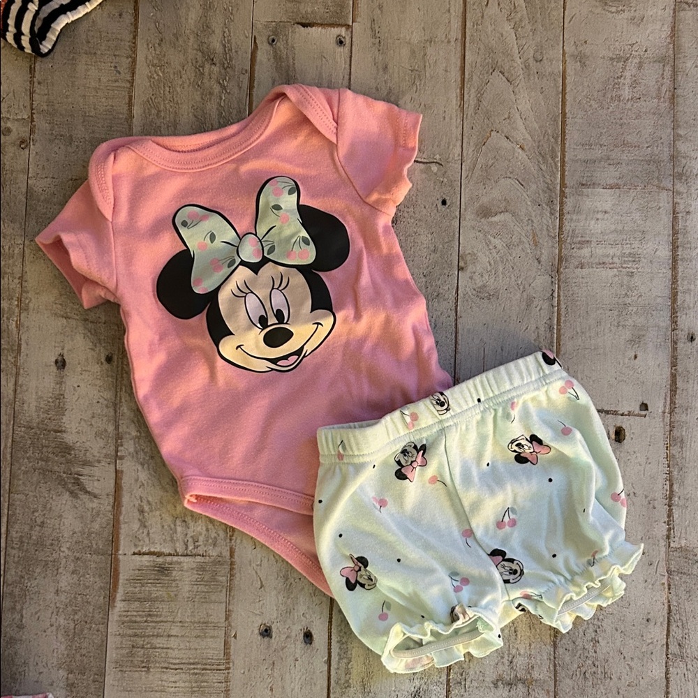 Disney Minnie Mouse Pink and Cream Diaper Cover Set